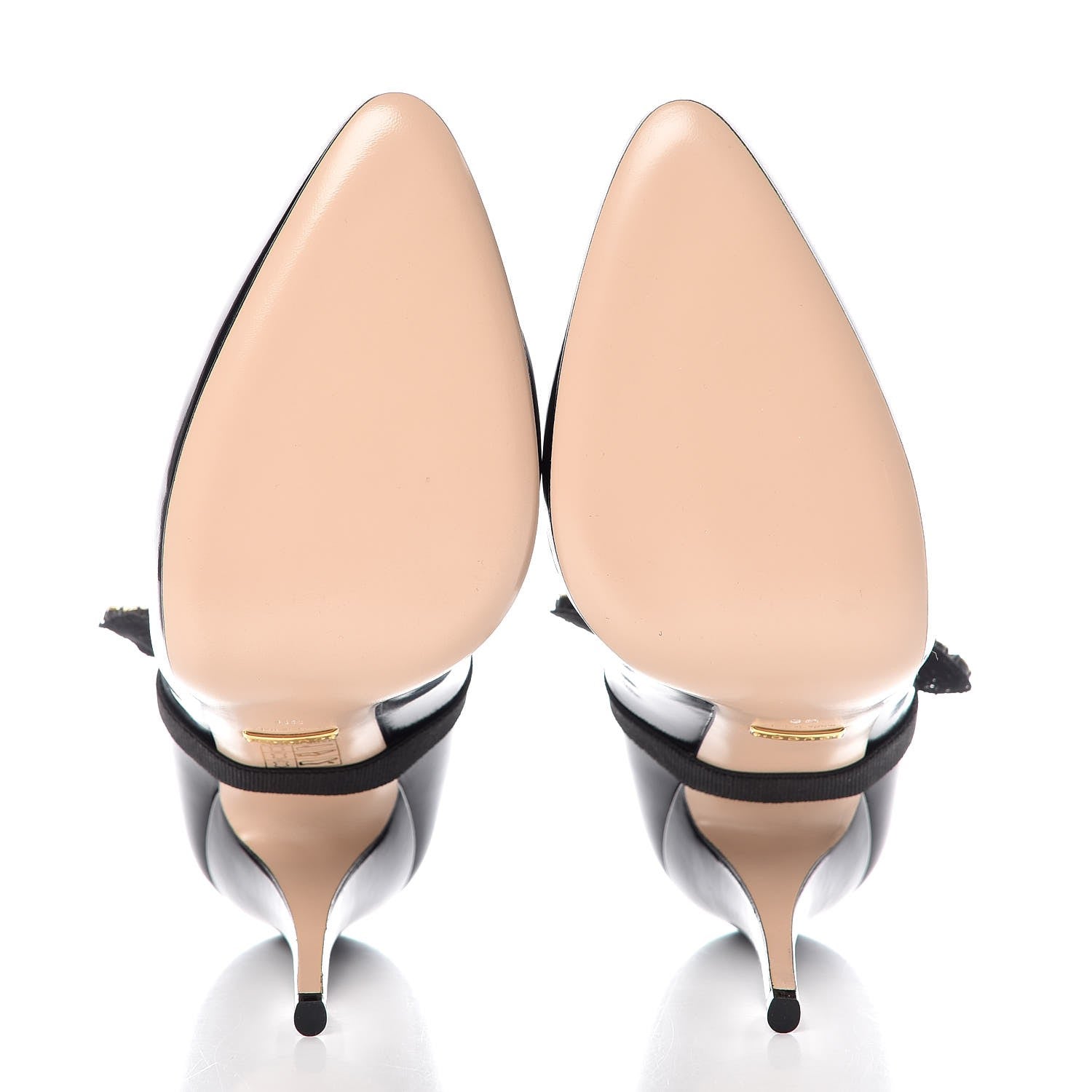 Gucci Polished Calfskin Removable Bee Elaisa Platform High Heel Pumps 39 Black 6 of 10