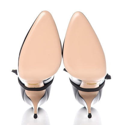Gucci Polished Calfskin Removable Bee Elaisa Platform High Heel Pumps 39 Black 6 of 10