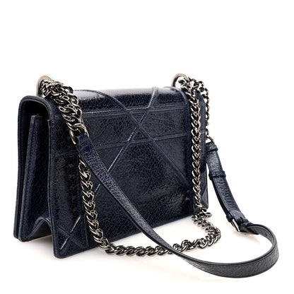 Christian Dior Crackled Deerskin Medium Diorama Flap Bag Navy 3 of 9