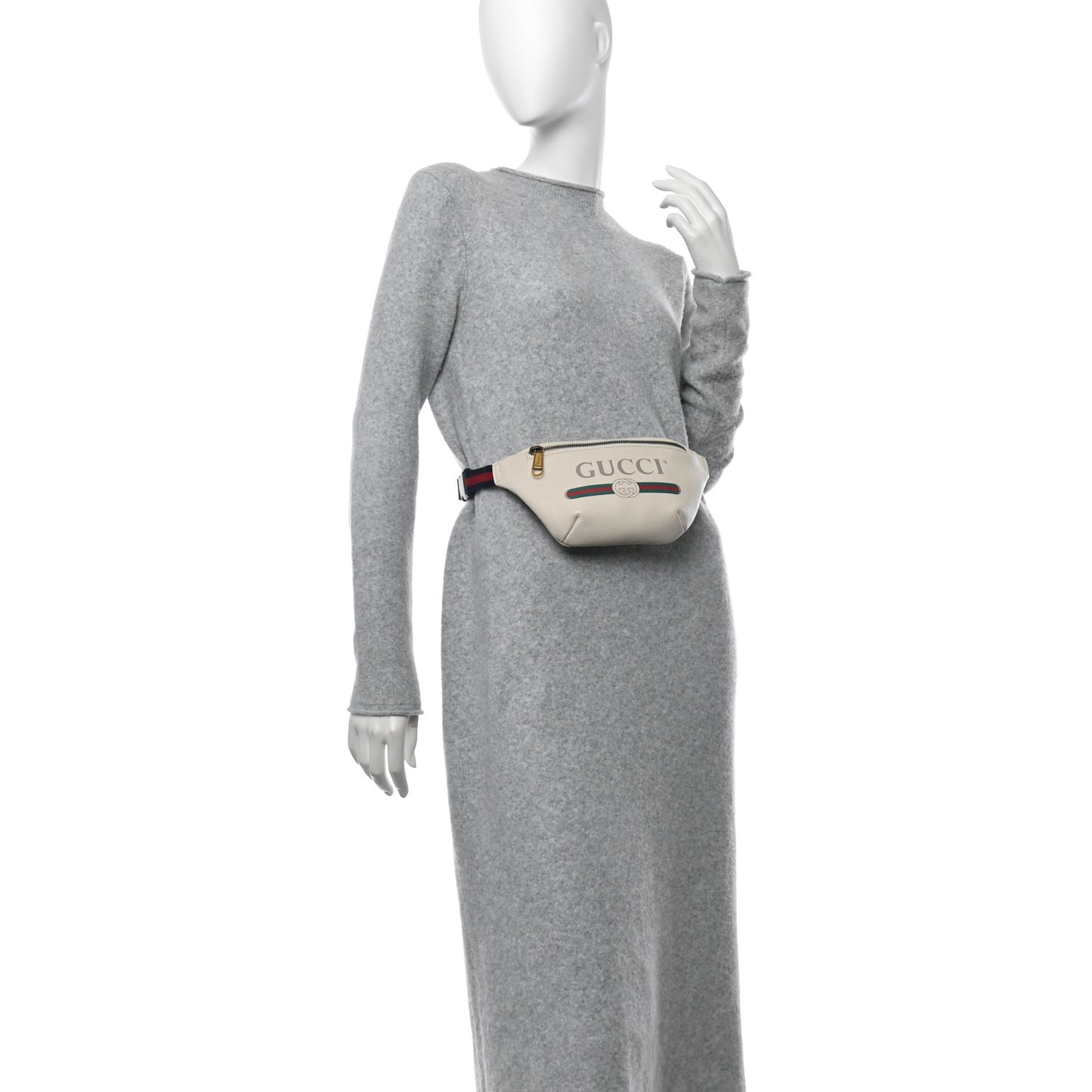 Grained Calfskin Small Logo Belt Bag White