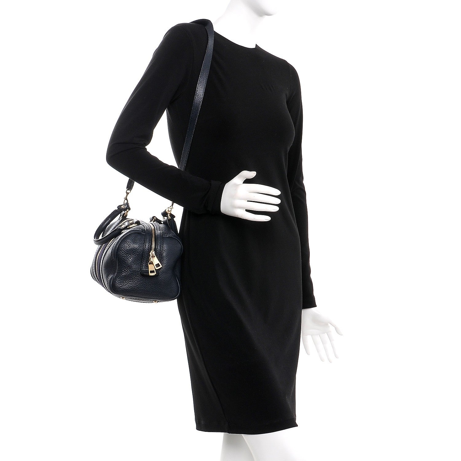 Gucci Calfskin Vintage Web Small Boston Navy Blue 2 of 9