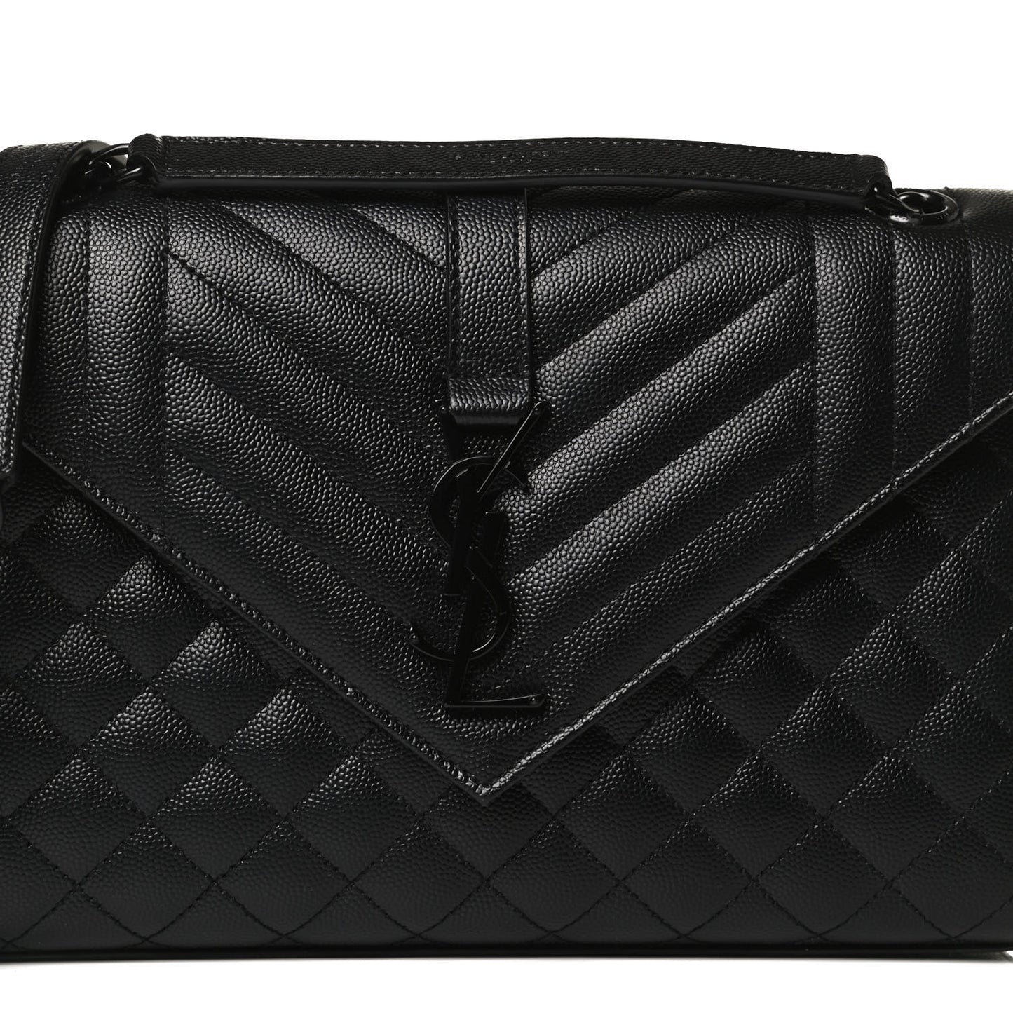 Grain De Poudre Textured Mixed Matelasse Triquilt Medium Monogram Satchel Black