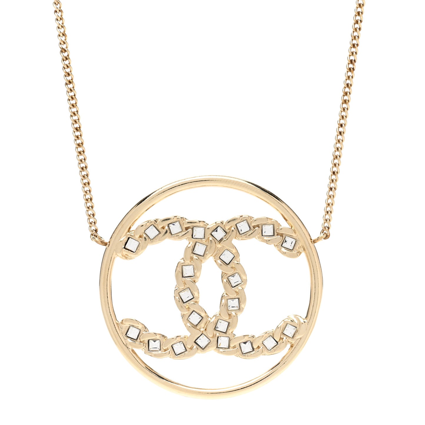 Baguette Crystal High Society CC Pendant Necklace Gold