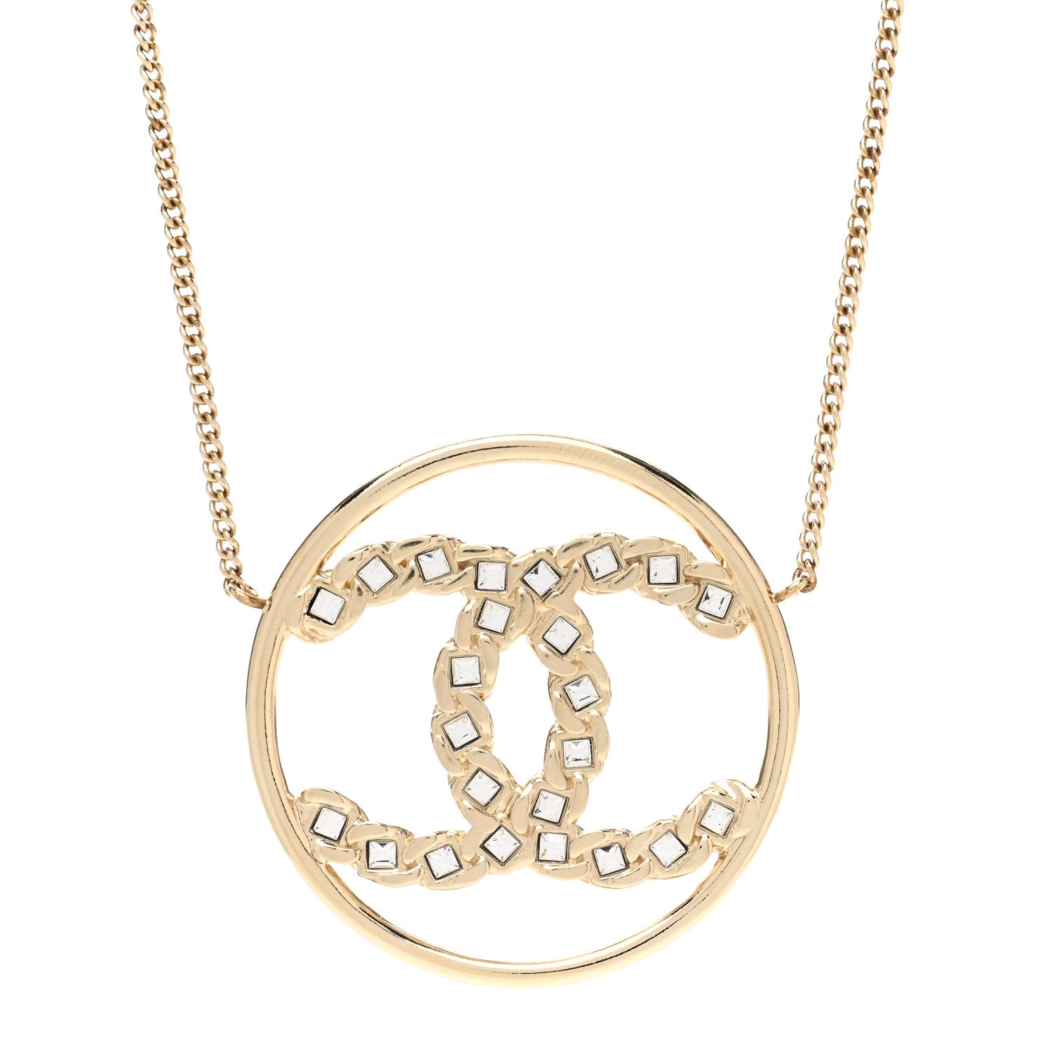 Chanel Baguette Crystal High Society CC Pendant Necklace Gold 4 of 6