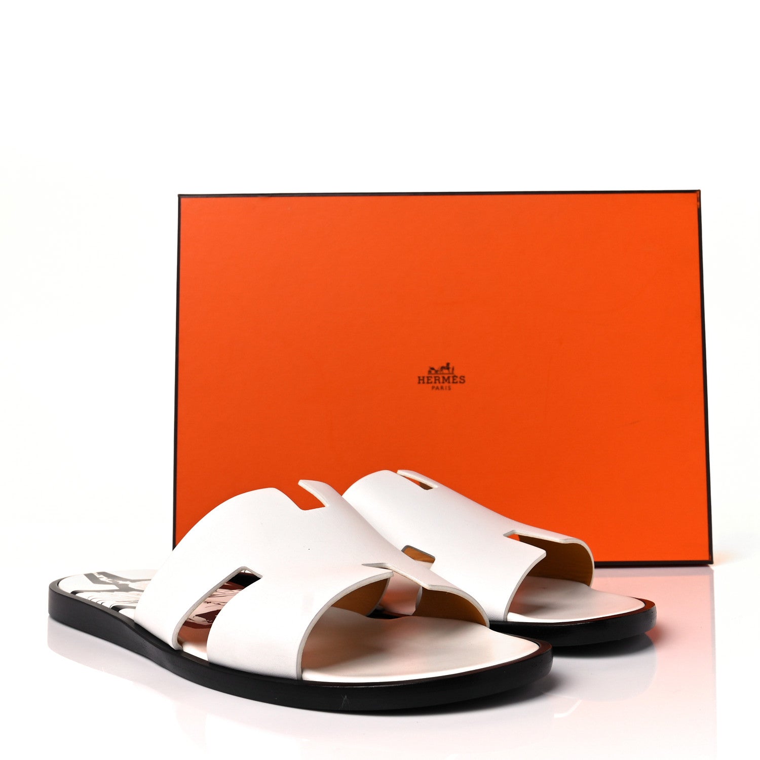 Hermes Calfskin Mens Izmir Sandals 46 White 8 of 8