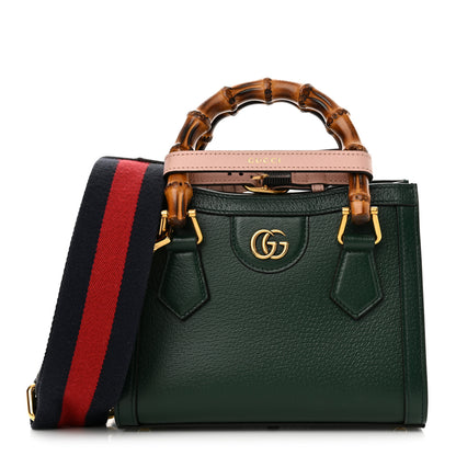 Gucci Textured Dollar Calfskin Mini Diana Tote Bag Vintage Green Pink 1 of 17