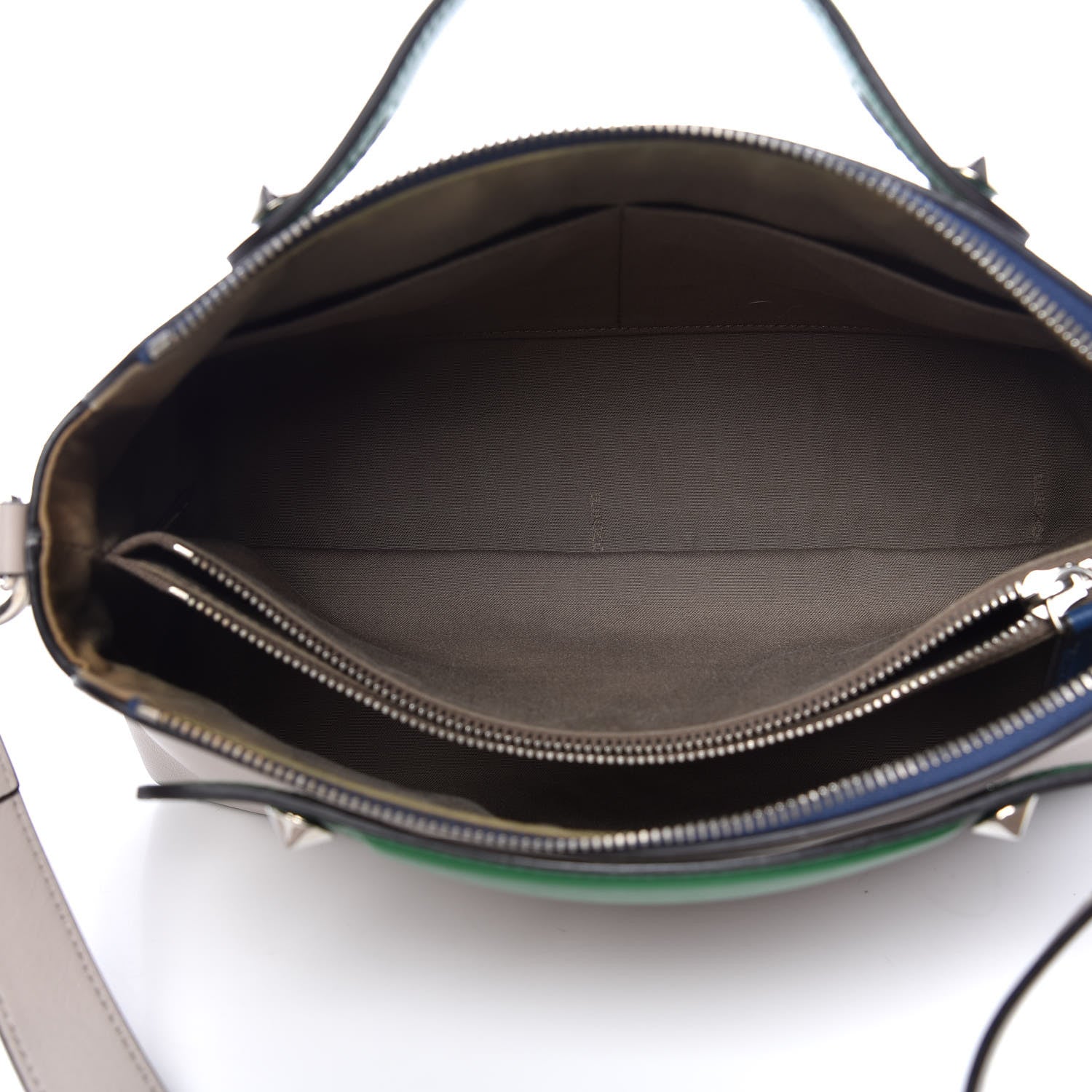 Fendi Vitello Dolce 4 Color Medium By The Way Boston Bag Grigio Polvere Emerald Multicolor 5 of 9