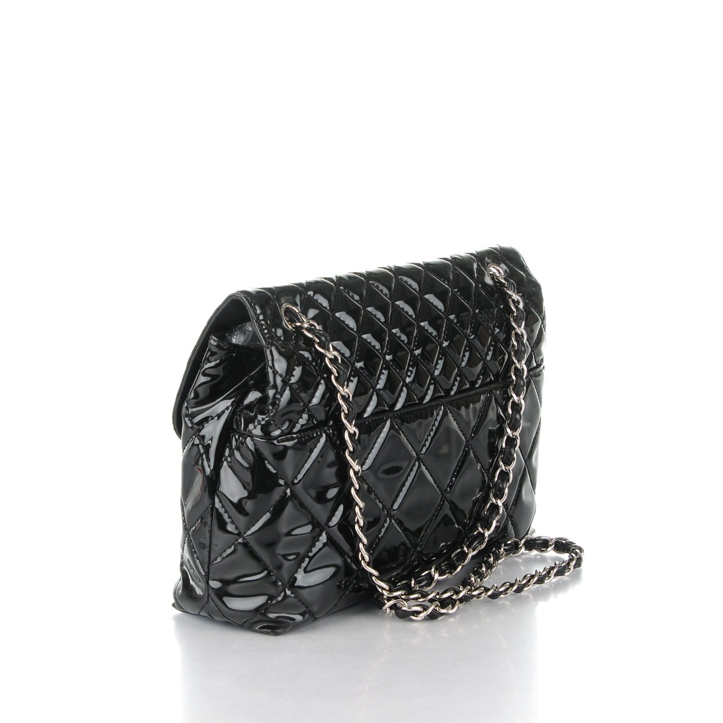 Vinyl Quilted In the Business Flap Bag Black