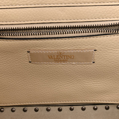 Valentino Garavani Grained Calfskin Turquoise Small Rockstud Rolling Tote Light Ivory 6 of 9