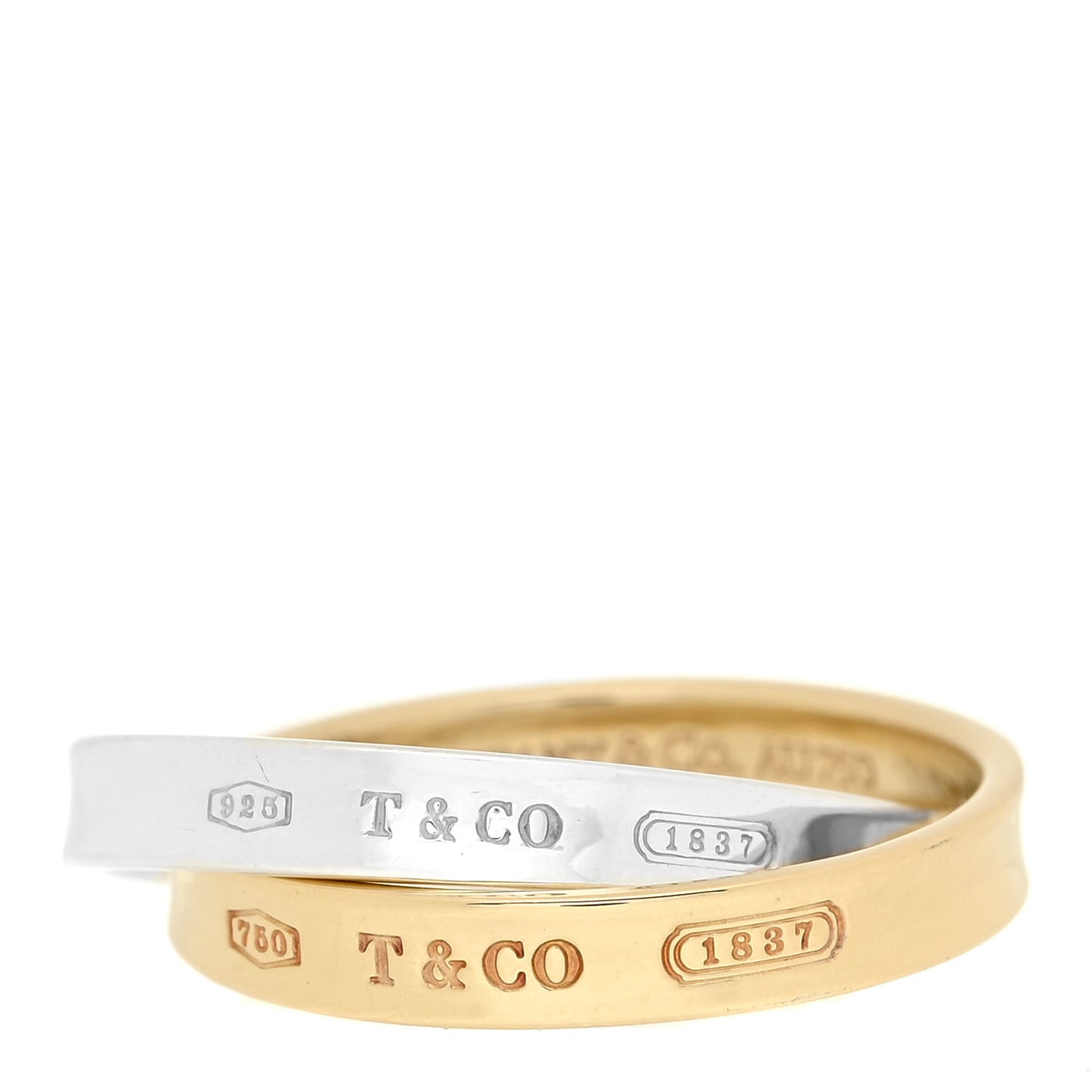 Sterling Silver 18K Yellow Gold 1837 Interlocking Circles Ring 59 8.75