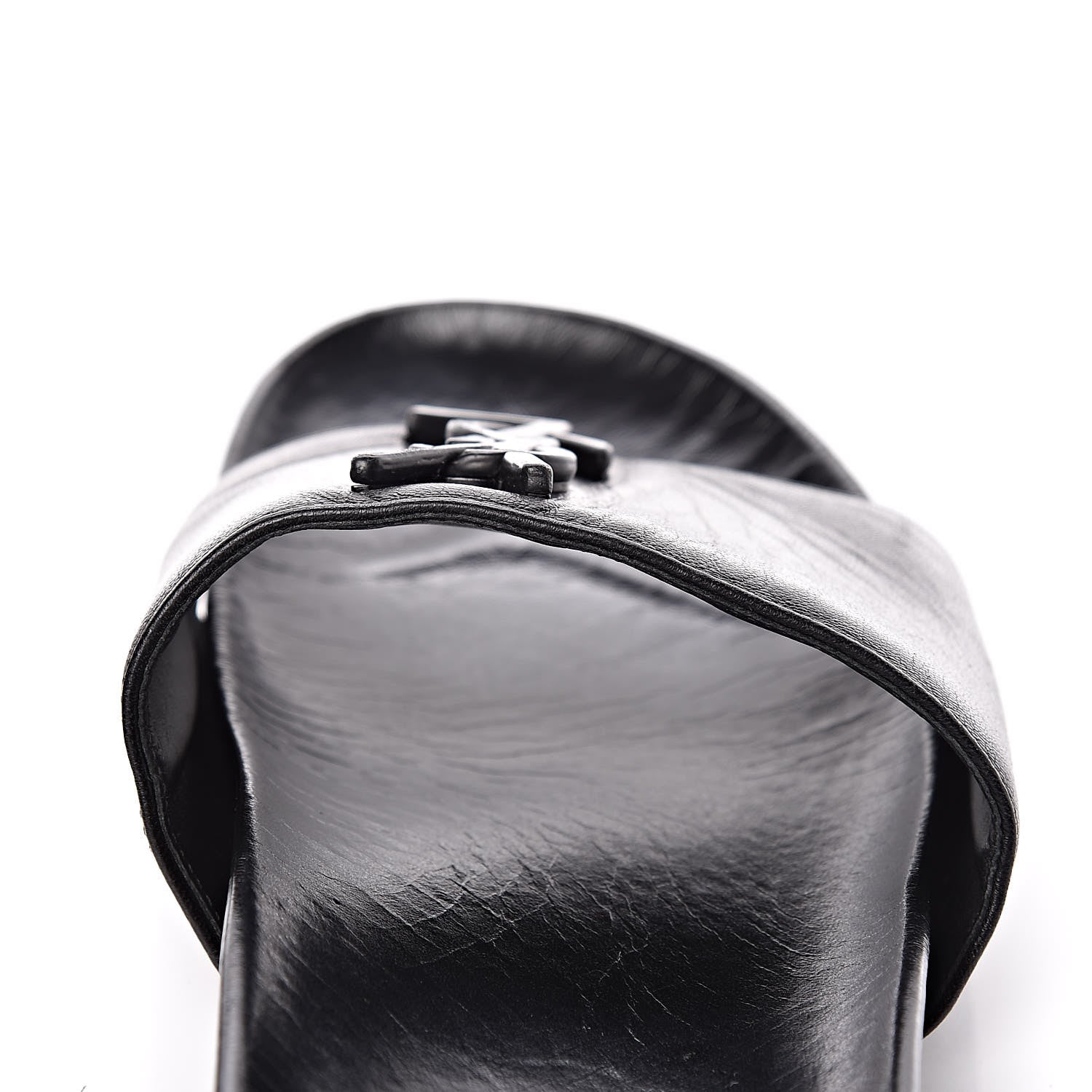 Saint Laurent Lambskin Joan Slide Sandals 39 Black 13 of 14