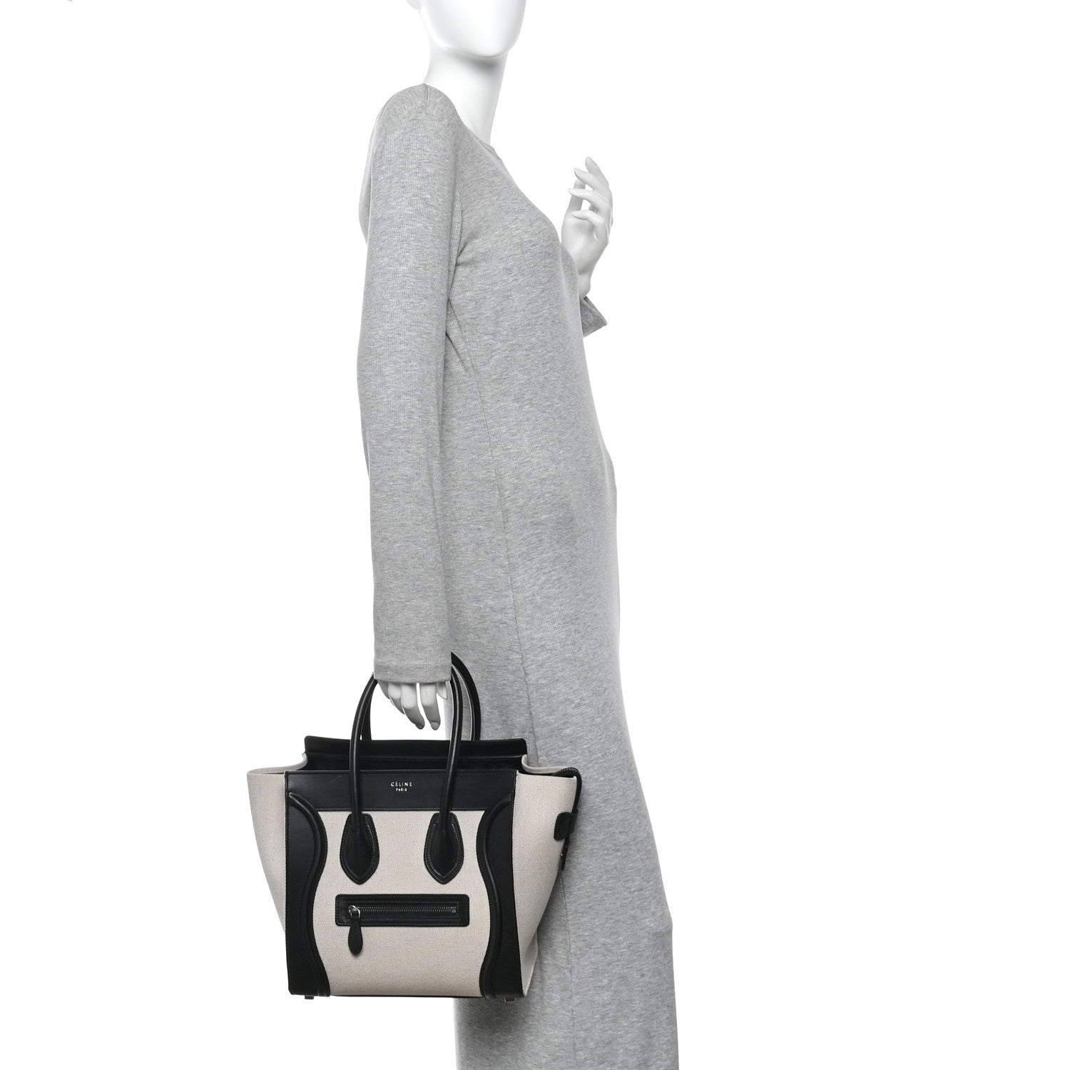 Celine Textile Smooth Calfskin Micro Bi-Color Luggage Natural 2 of 11
