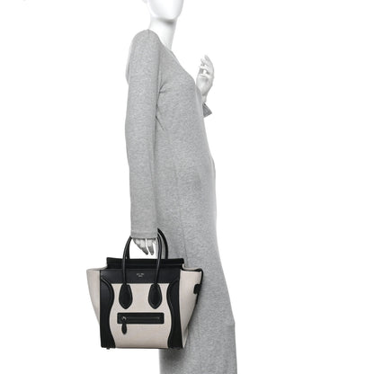 Celine Textile Smooth Calfskin Micro Bi-Color Luggage Natural 2 of 11