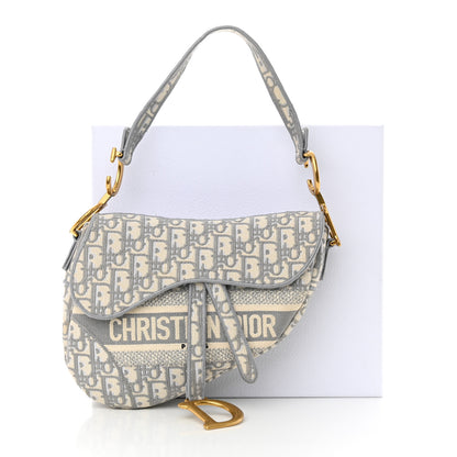 Christian Dior Oblique Embroidered Saddle Bag Gray 13 of 13