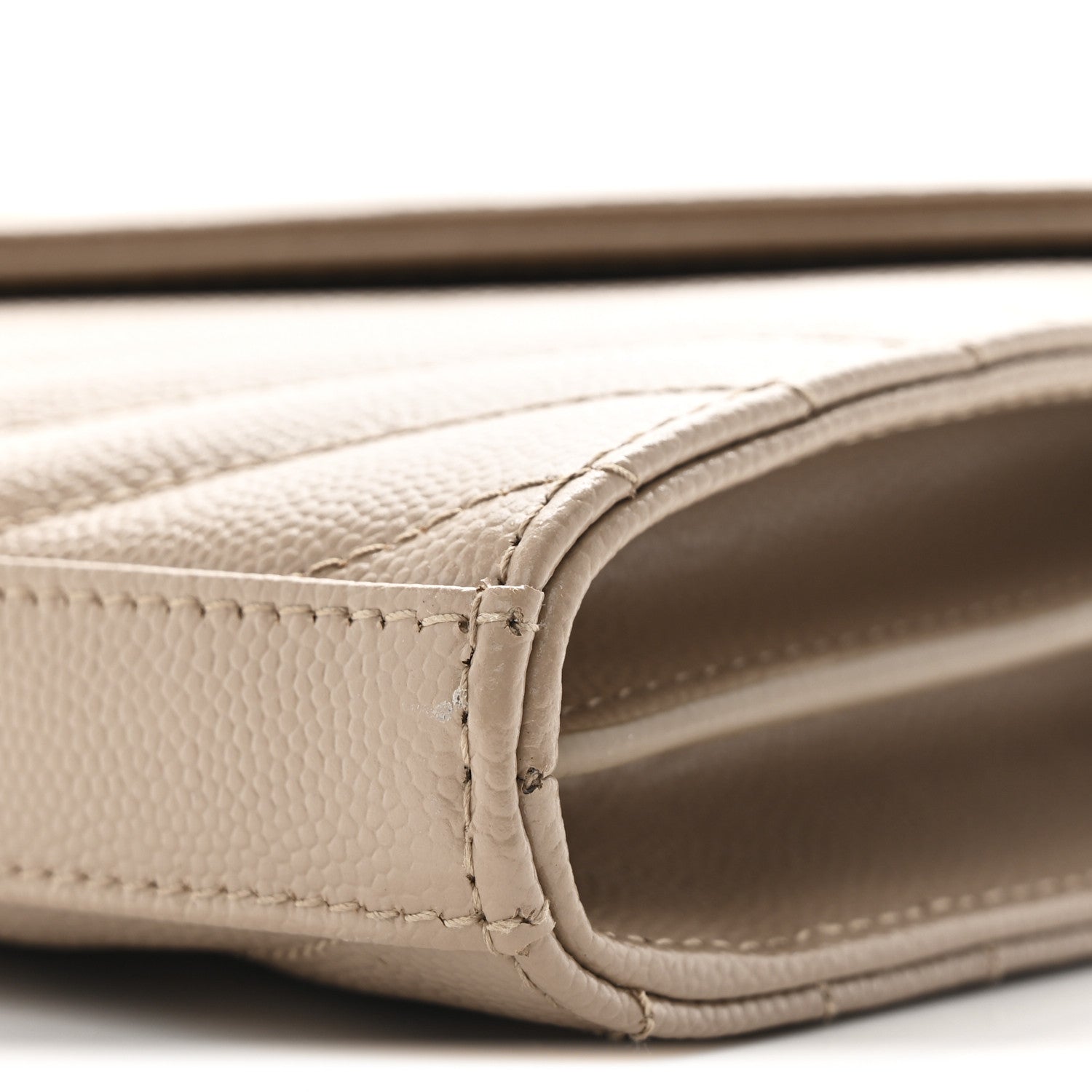 Saint Laurent Grain De Poudre Matelasse Chevron Monogram Chain Wallet Dark Beige 11 of 11