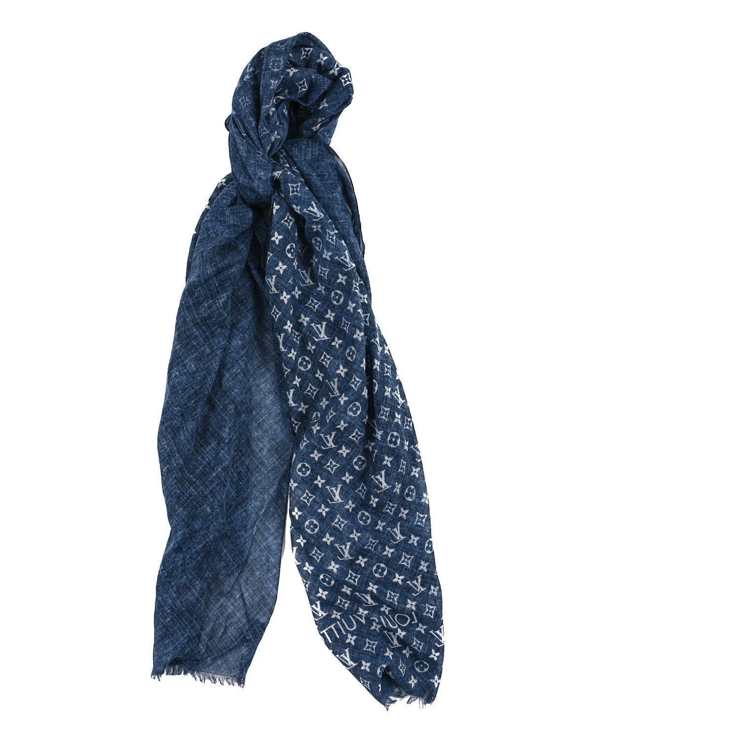 Louis Vuitton Cotton Monogram Denim Long Shawl Blue 1 of 3