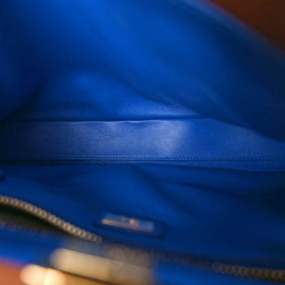 Fendi Vitello Morgan Shiny Nappa Medium Peekaboo Iconic Satchel Cuoio Bluette 5 of 11