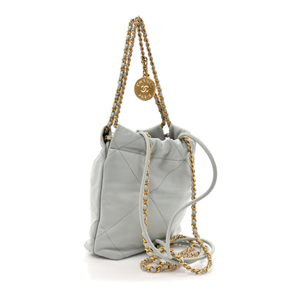 Chanel Shiny Calfskin Quilted Mini Chanel 22 Light Blue 3 of 10