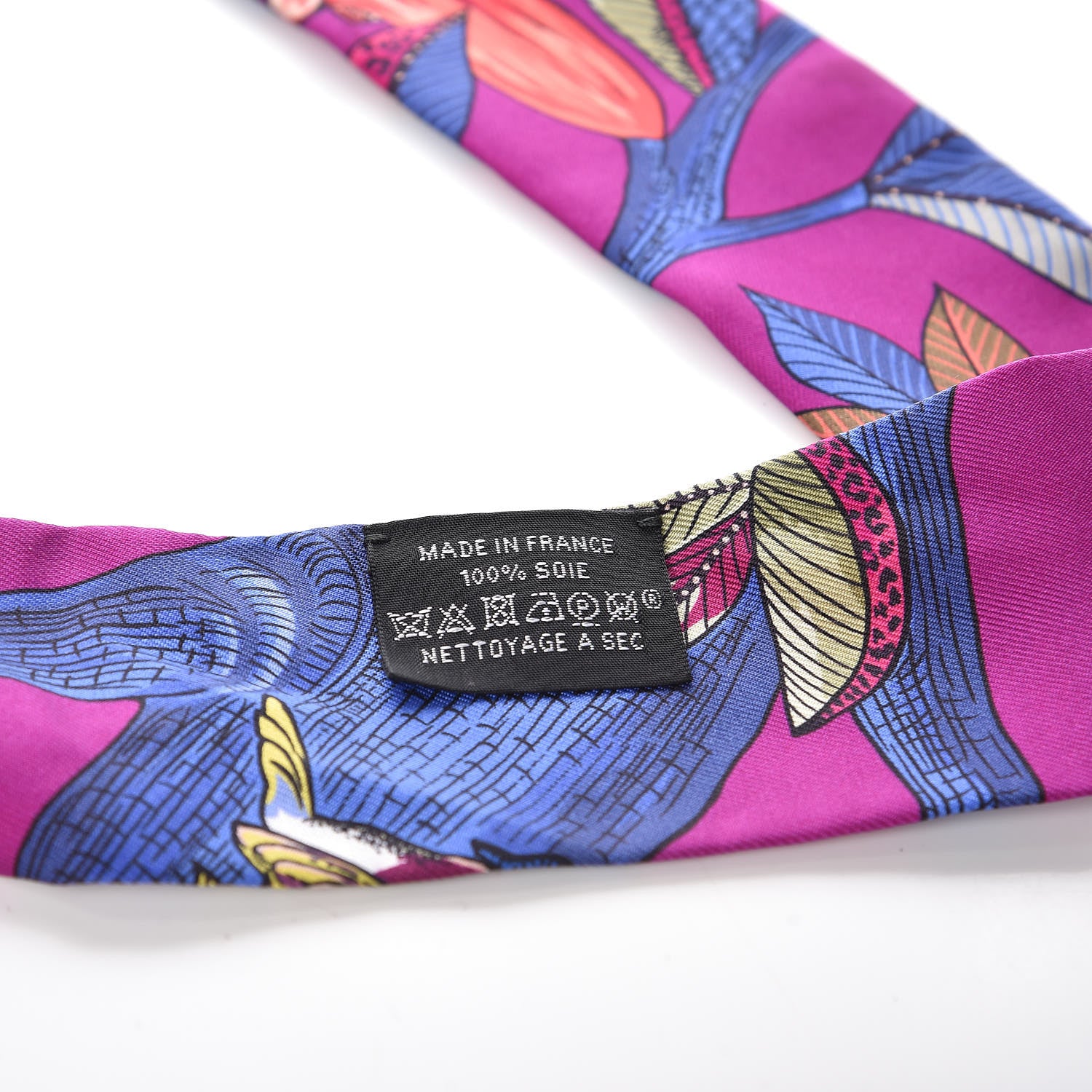 Hermes Silk Tree Of Song Twilly Fuchsia Bleu Rouge 379483