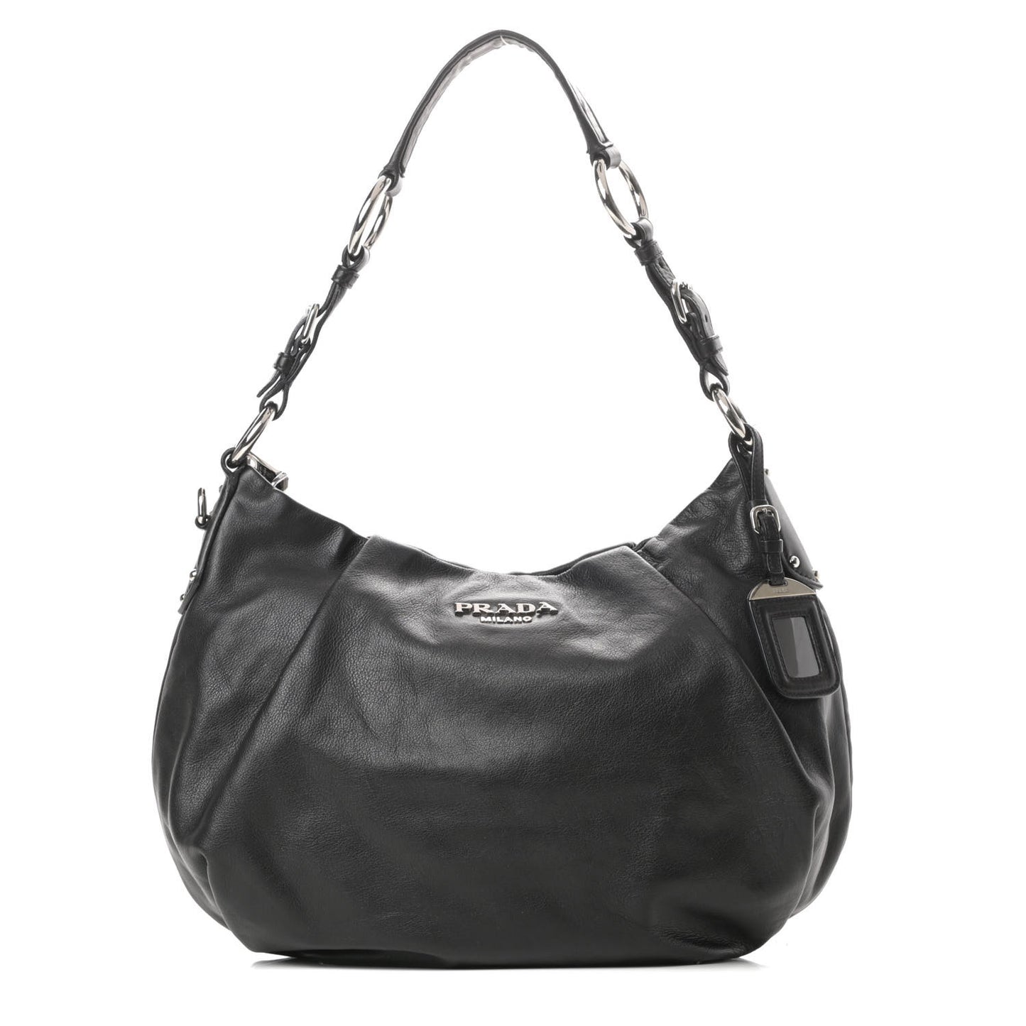 Soft Calfskin Pleated Hobo Black