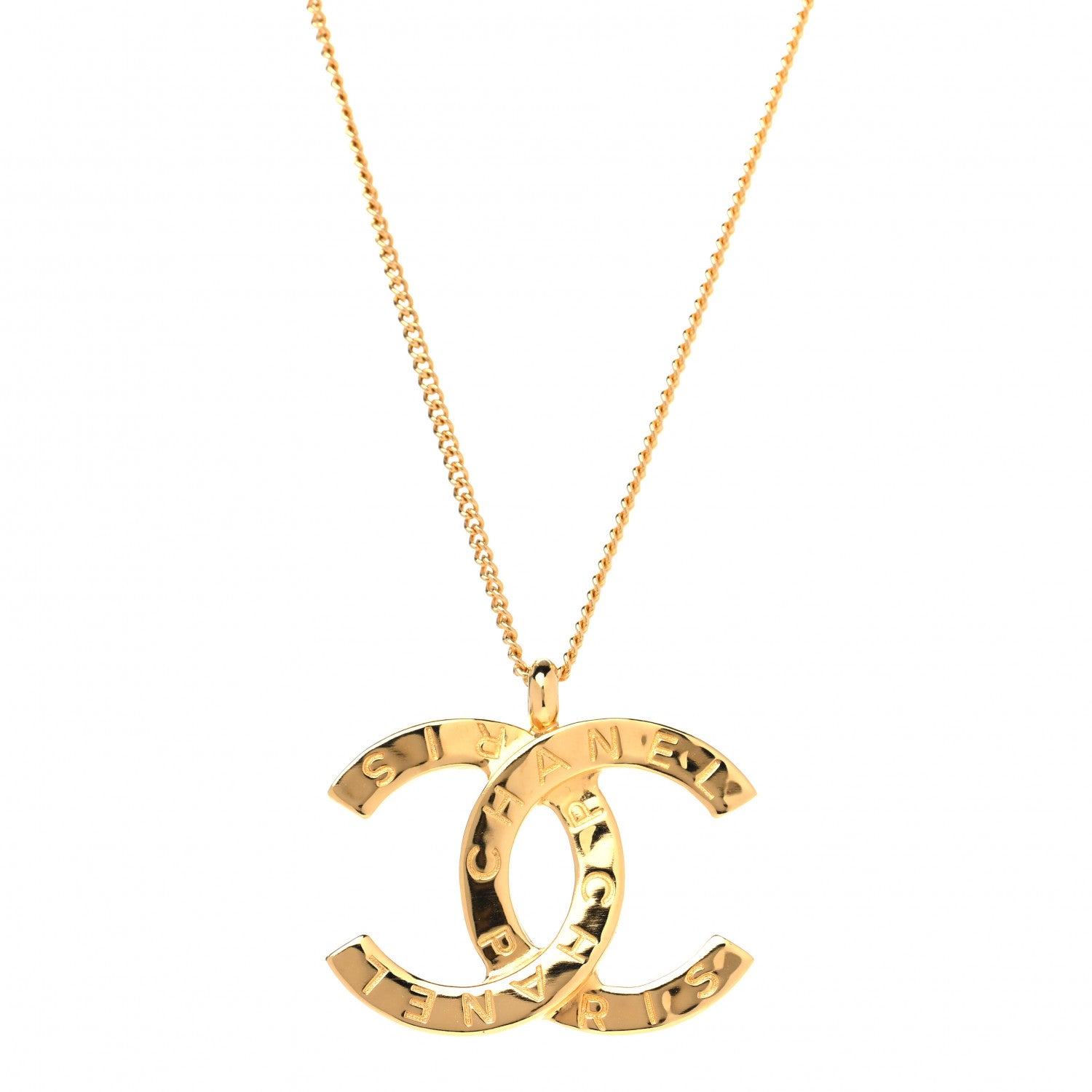 Chanel Metal CC Paris Button Necklace Gold 1 of 3