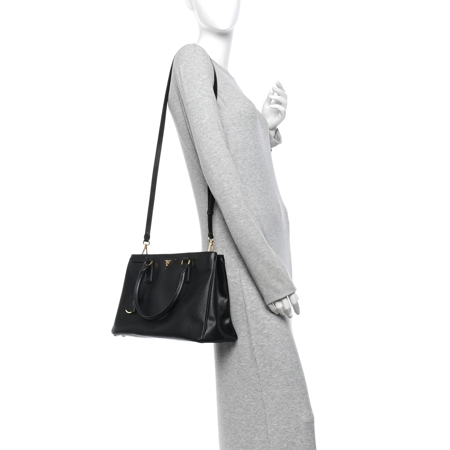 Prada Saffiano Lux Medium Tote Black 2 of 10