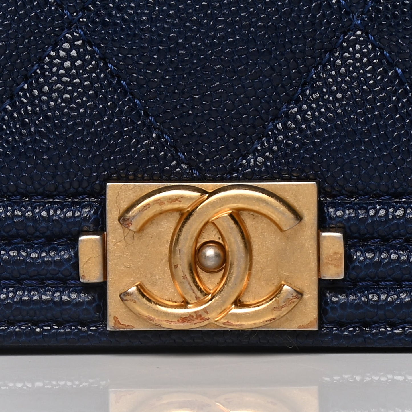 Caviar Quilted Boy Wallet On Chain WOC Navy