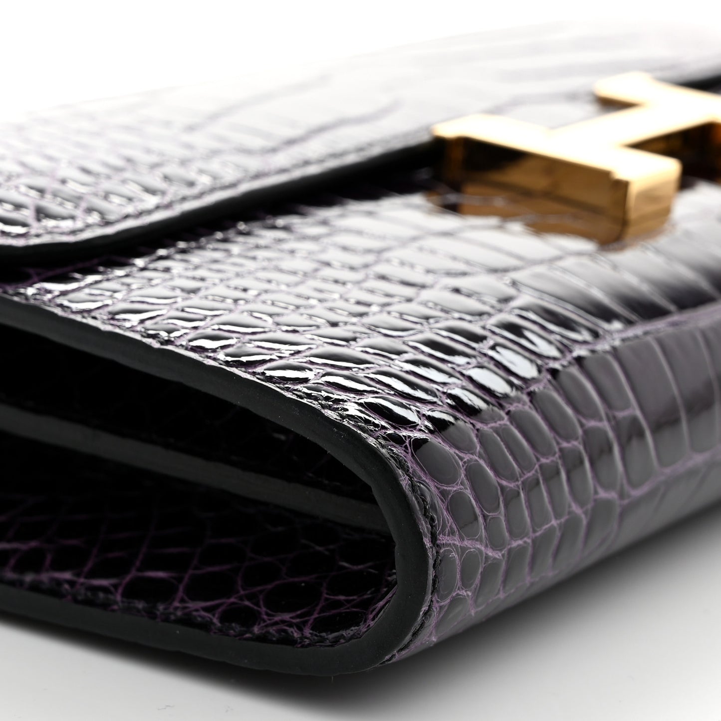 Shiny Alligator Constance Long Wallet To Go Amethyst