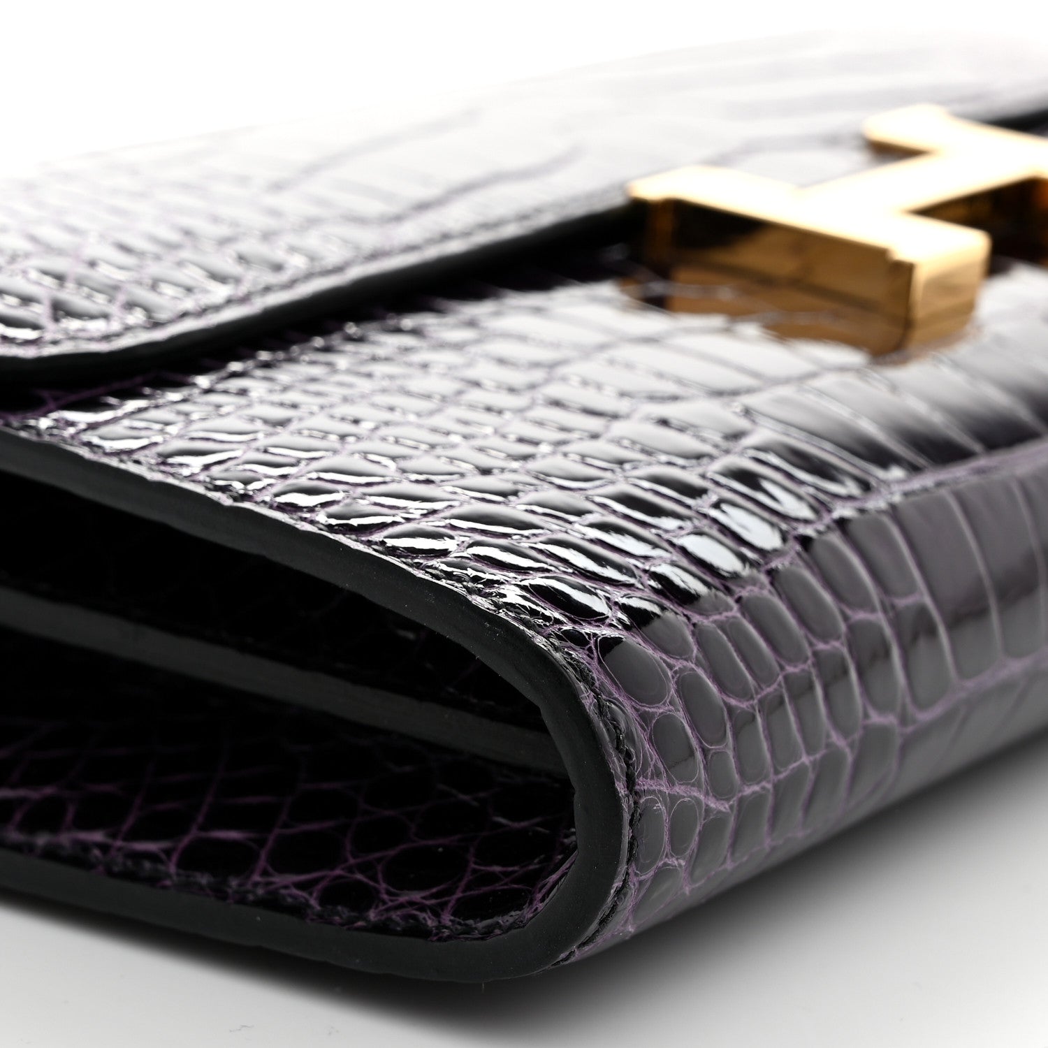 Hermes Shiny Alligator Constance Long Wallet To Go Amethyst 9 of 11
