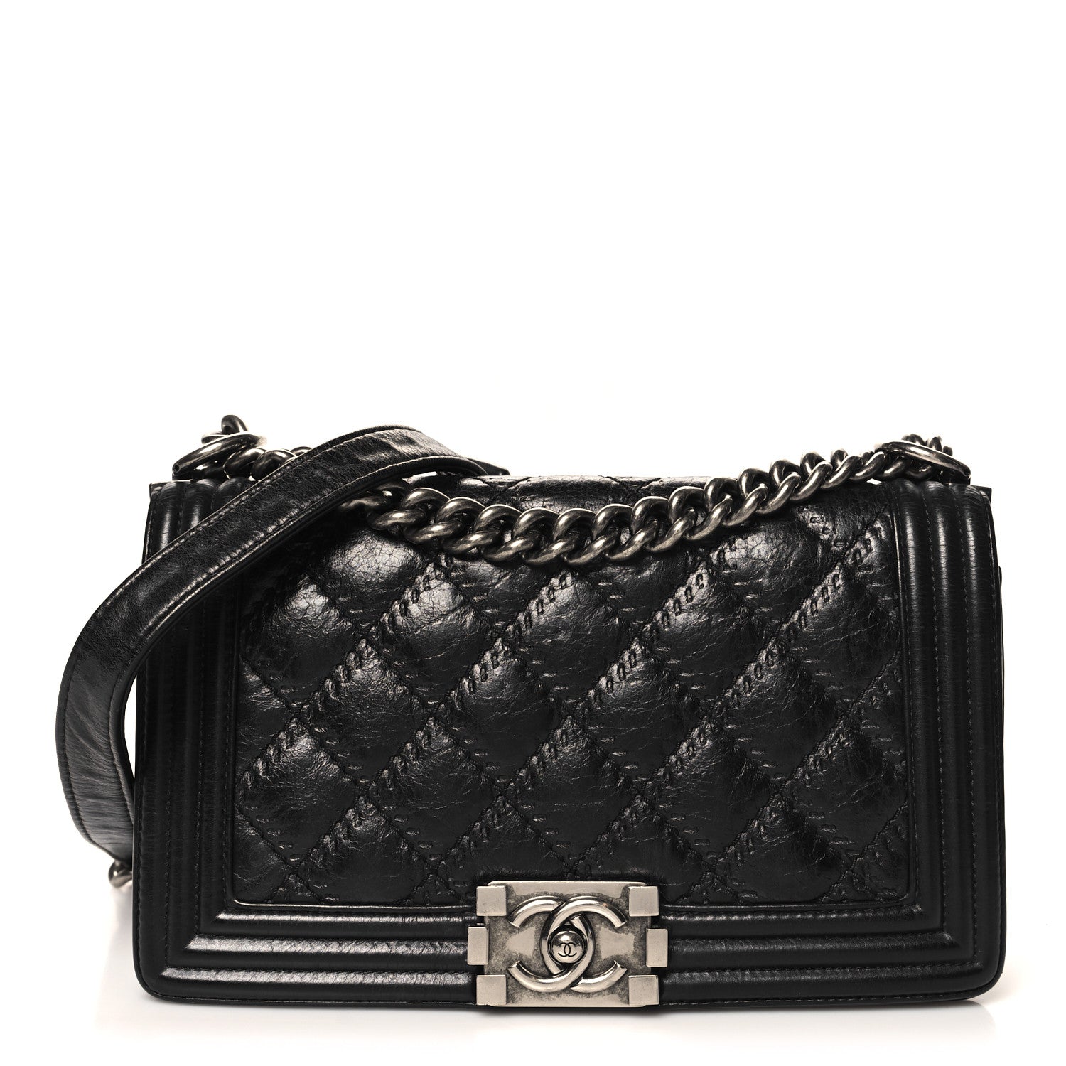 Chanel Calfskin Double Stitch Medium Boy Flap Black 1 of 11