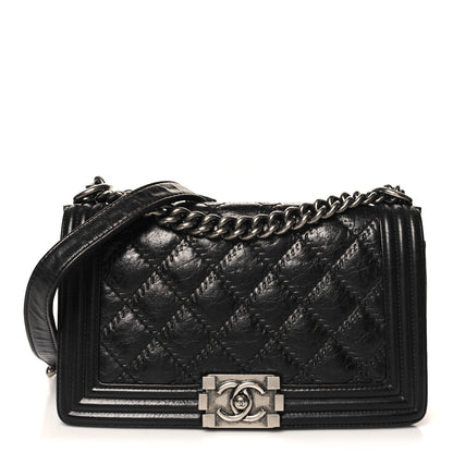 Chanel Calfskin Double Stitch Medium Boy Flap Black 1 of 11