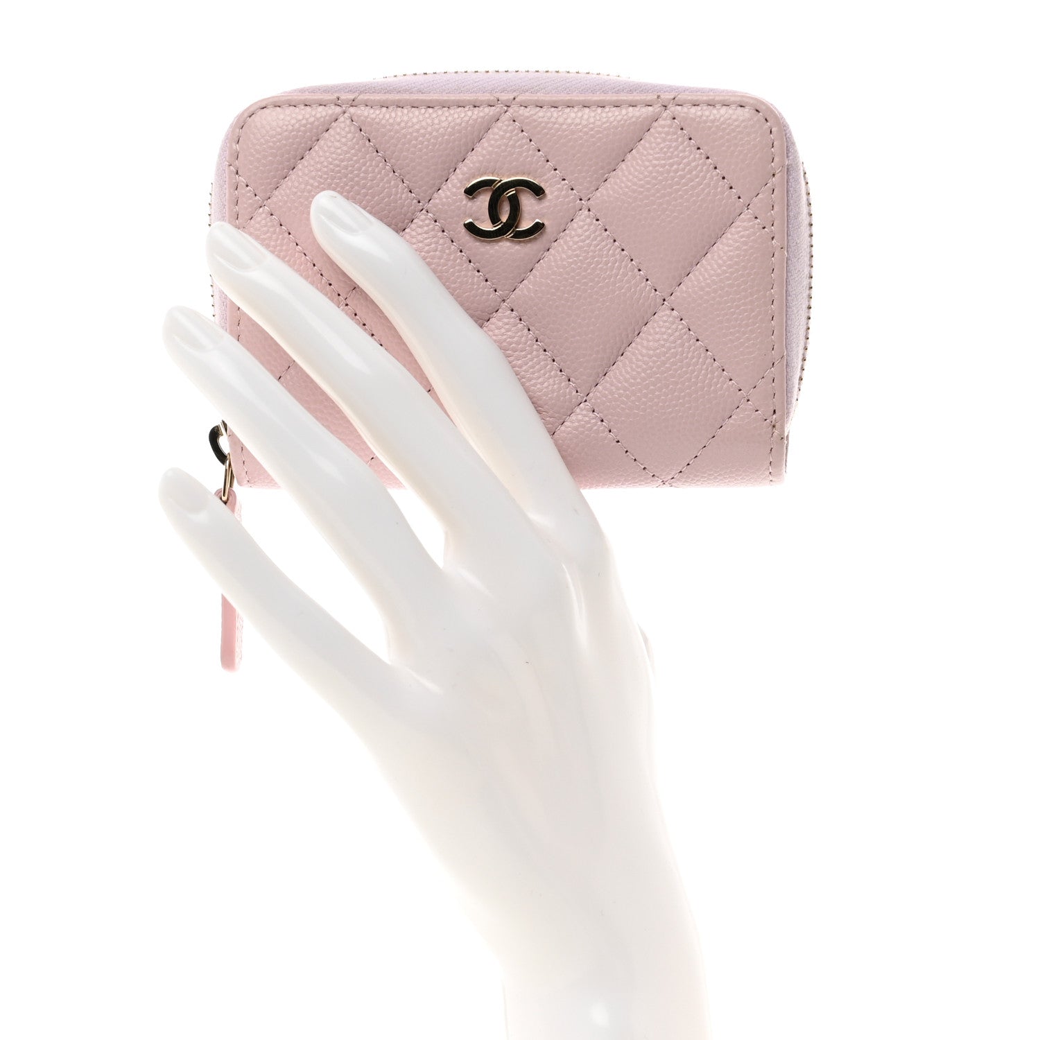 Chanel Caviar Quilted Zip Coin Purse Light Pink 2 of 8