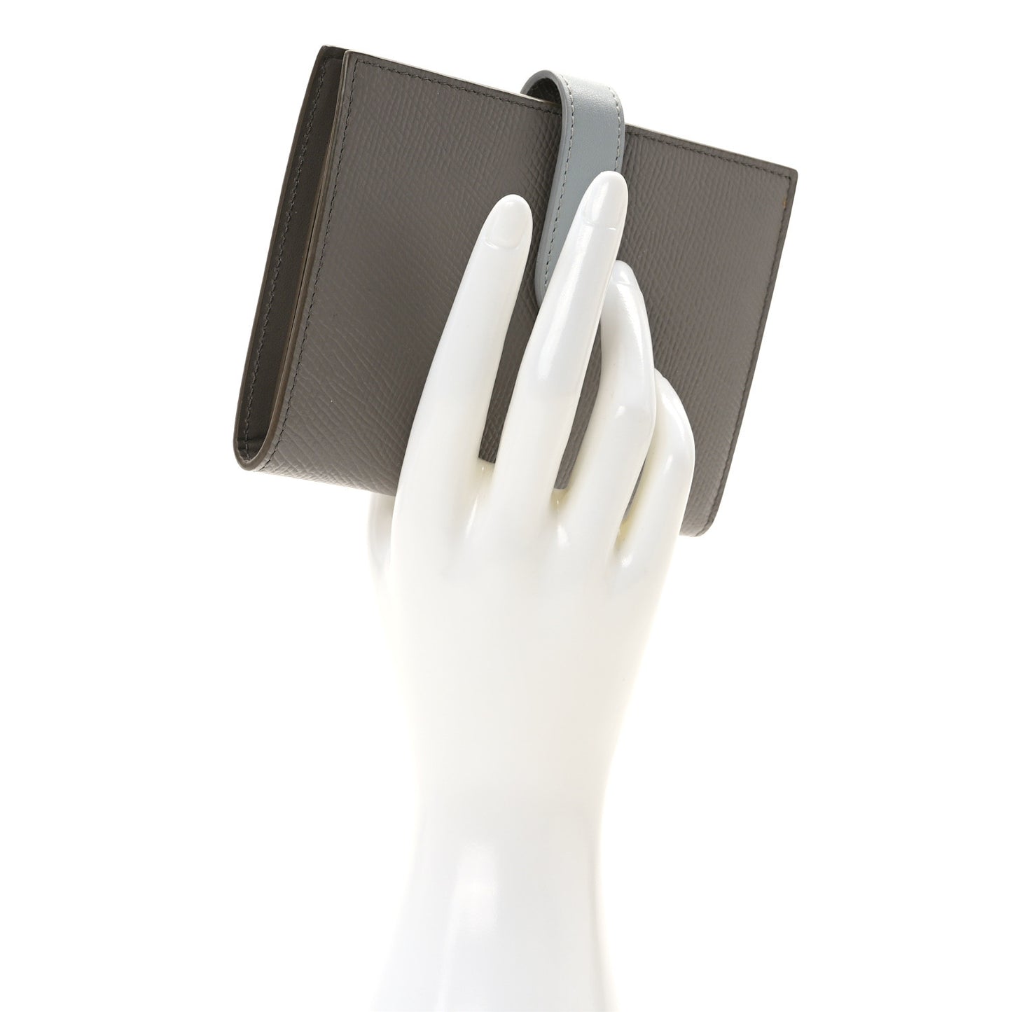 Grained Calfskin Small Multifunction Strap Wallet Pebble Mineral