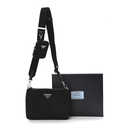 Prada Re-Nylon Saffiano Pocket Zippered Shoulder Bag Black 11 of 11