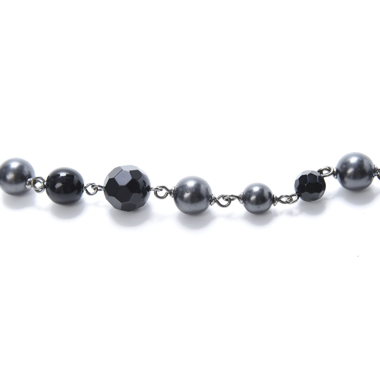 Chanel Ruthenium Pearl Beaded CC Long Necklace Black 4 of 5