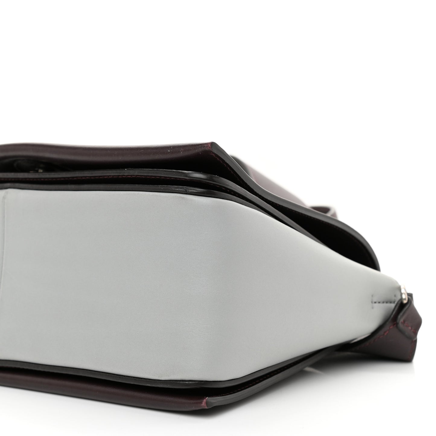Shiny Smooth Calfskin Medium Frame Shoulder Bag Burgundy Pearl Blue
