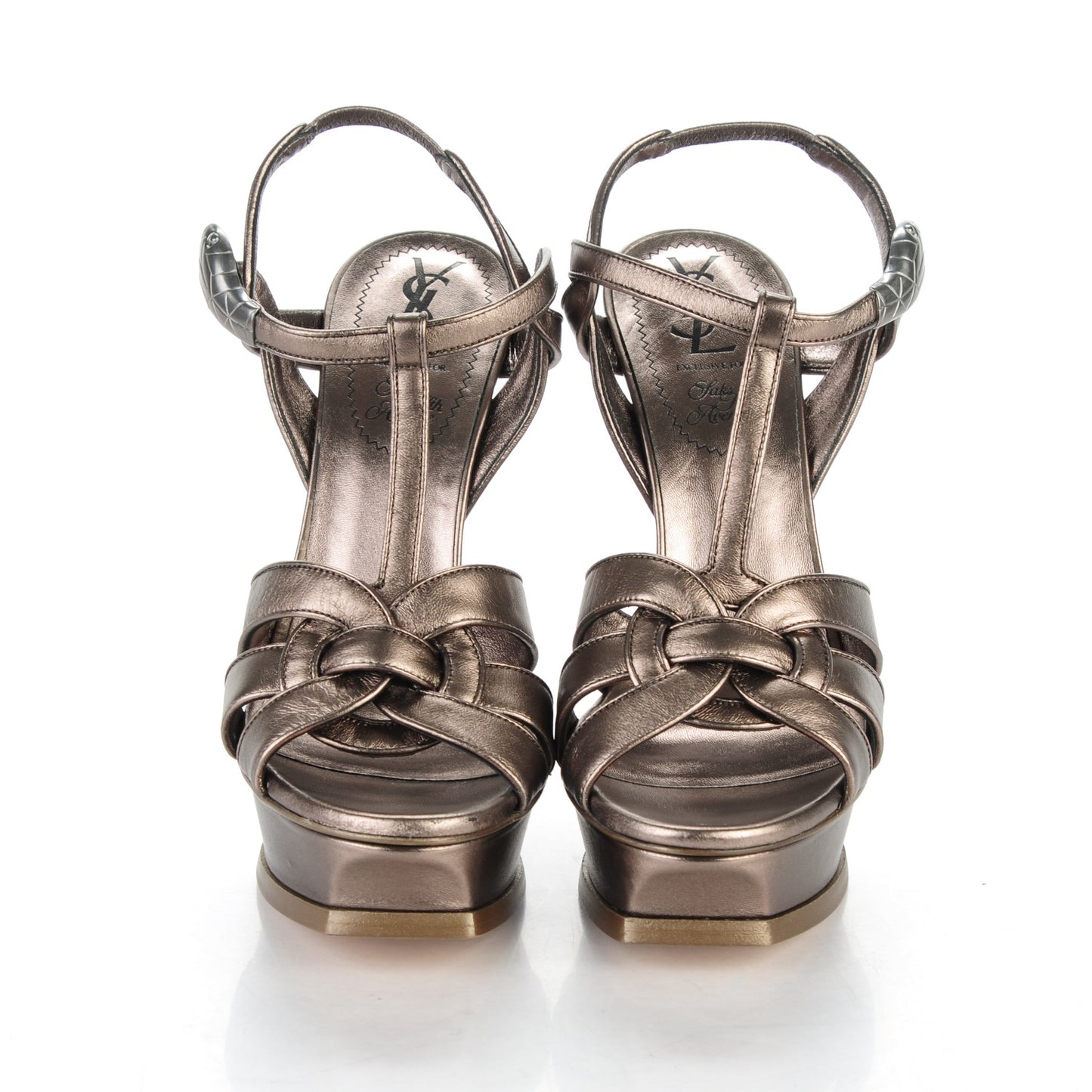 Metallic Nappa Silk Tribute 105 Platform Sandals 39.5 Silver