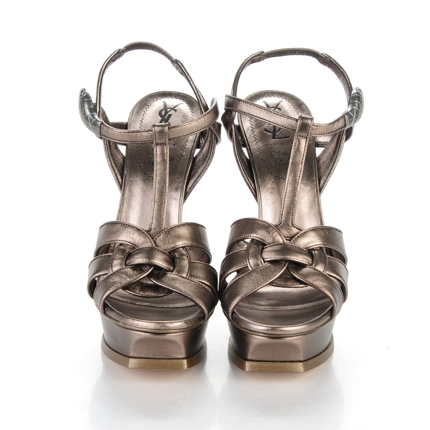Saint Laurent Metallic Nappa Silk Tribute 105 Platform Sandals 39.5 Silver 2 of 10