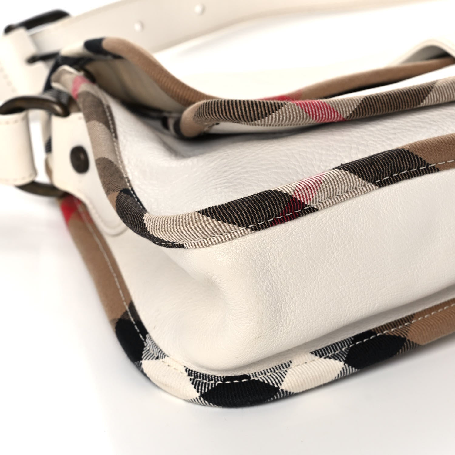 Burberry Calfskin Nova Check Shoulder Bag White 8 of 11