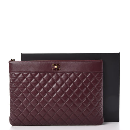 Chanel Sheepskin Quilted Large Vintage Mademoiselle Cosmetic Case Burgundy 12 of 12