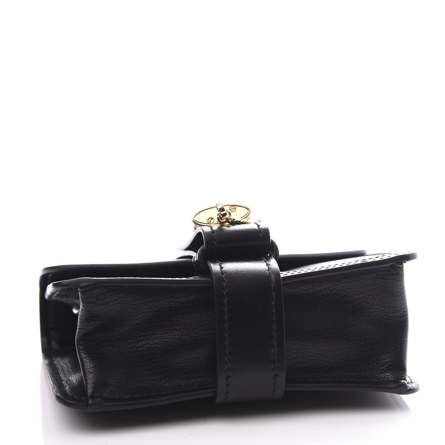 Shiny Goatskin Calfskin Mini Aby Chain Shoulder Bag Black