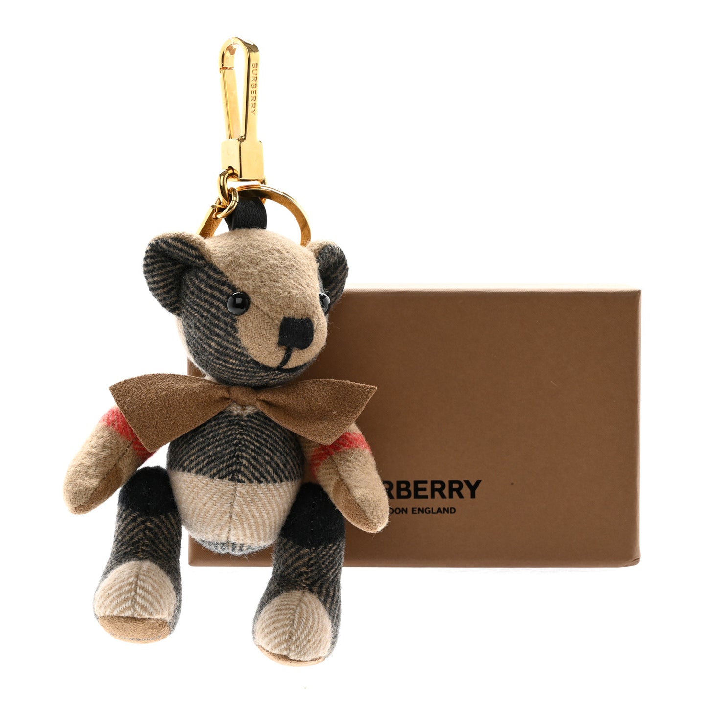 Cashmere Vintage Check Thomas Bear Bag Charm Camel