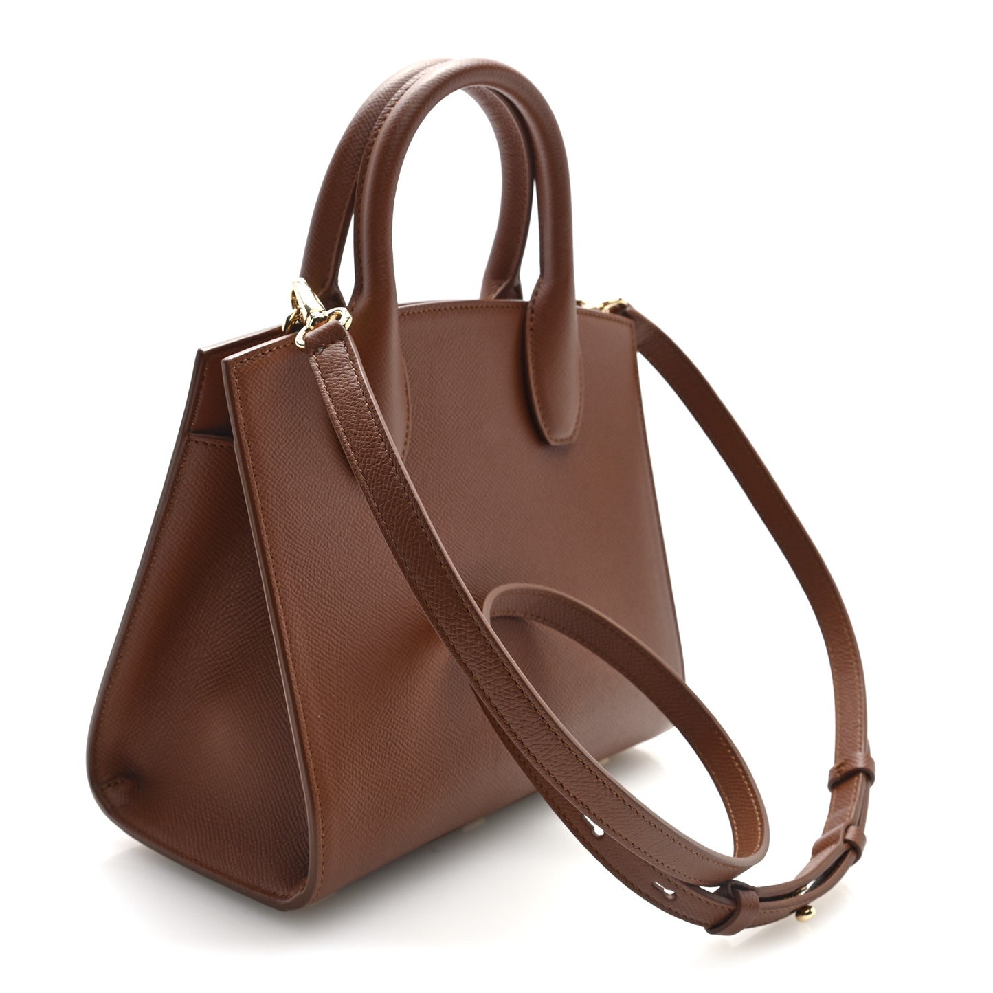 Hammered Calfskin Small The Studio Box Bag New Cognac