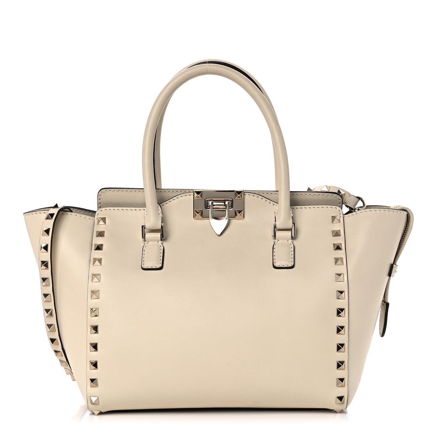Valentino Garavani Vitello Small Rockstud Double Handle Tote Ivory 1 of 10