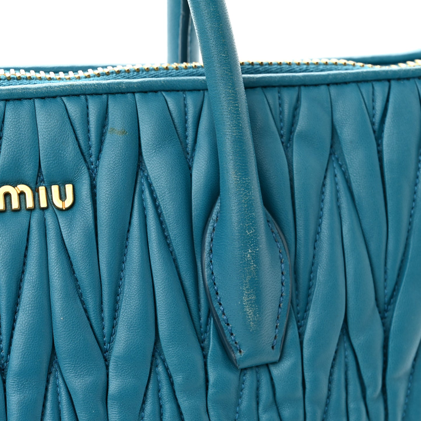 Nappa Matelasse Top Handle Bag Turchese