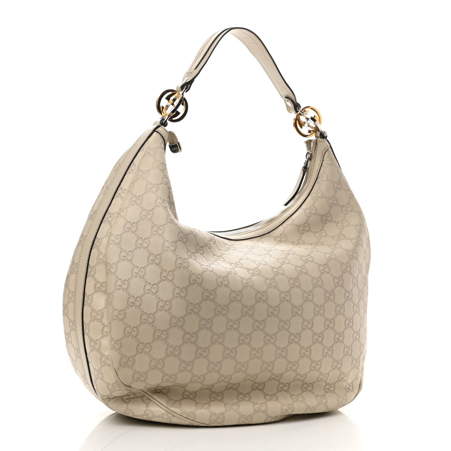 Gucci Guccissima Large GG Twins Hobo Off White 3 of 12