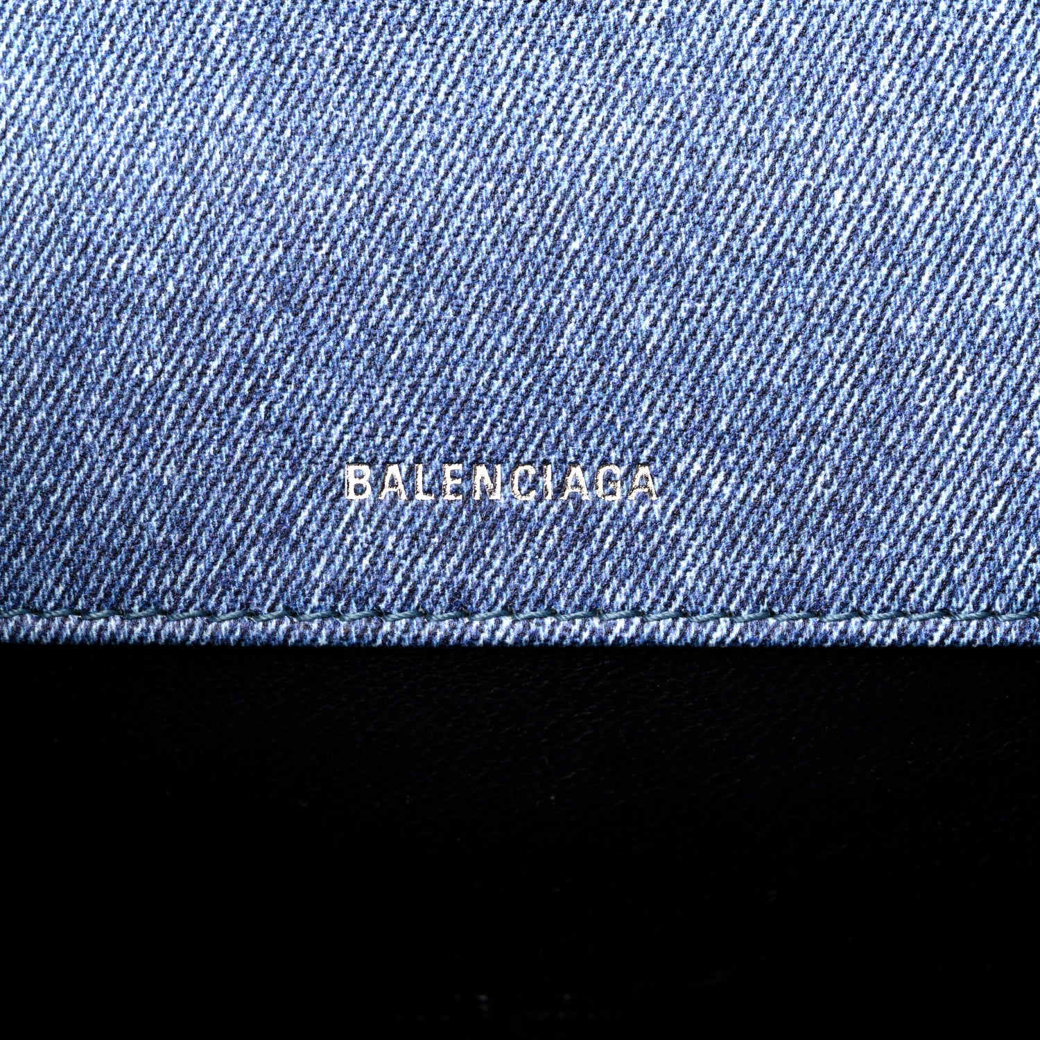 Balenciaga Nappa Denim Printed Hourglass Top Handle Bag XS Denim Blue 6 of 9