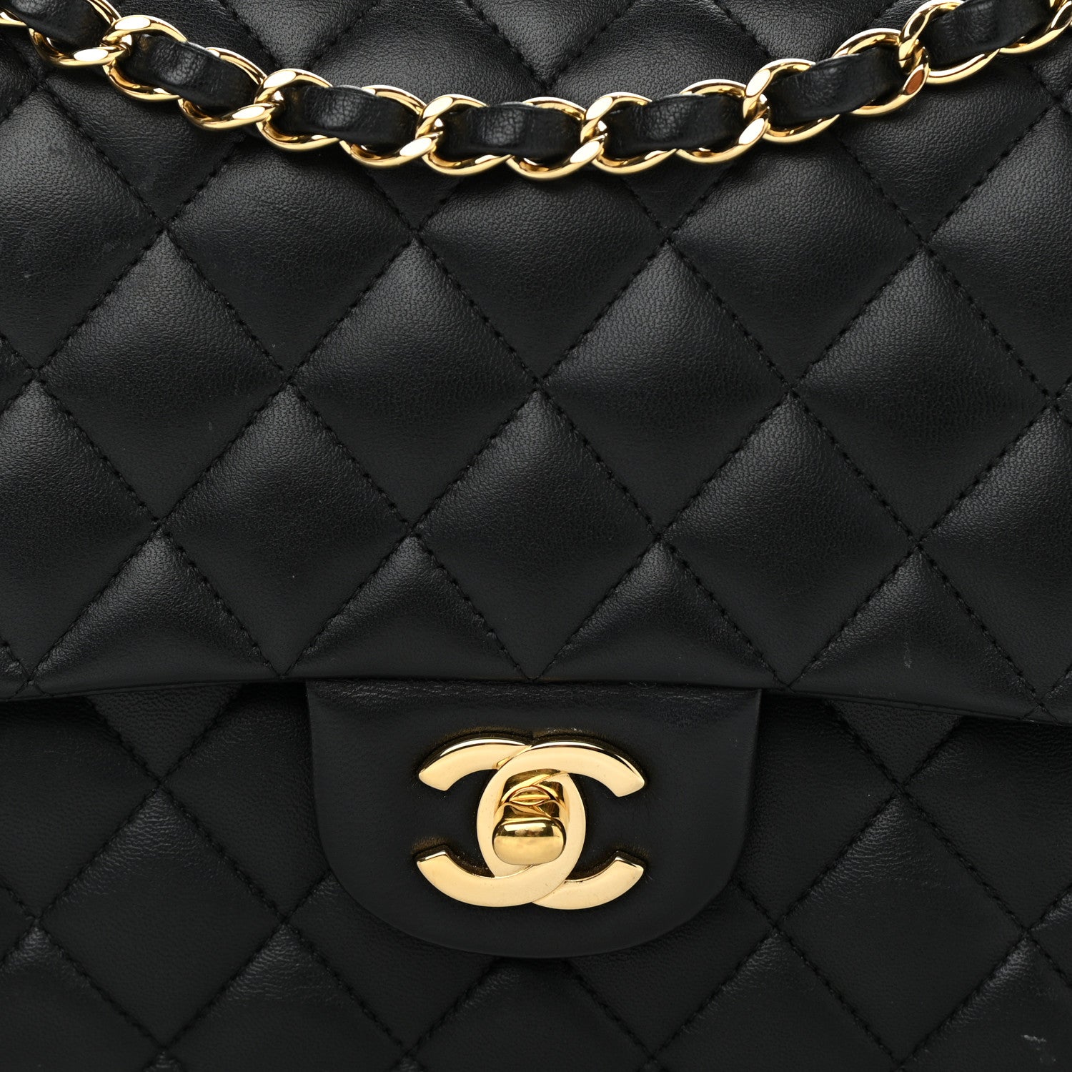 Chanel Lambskin Quilted Medium Double Flap Black 8 of 10