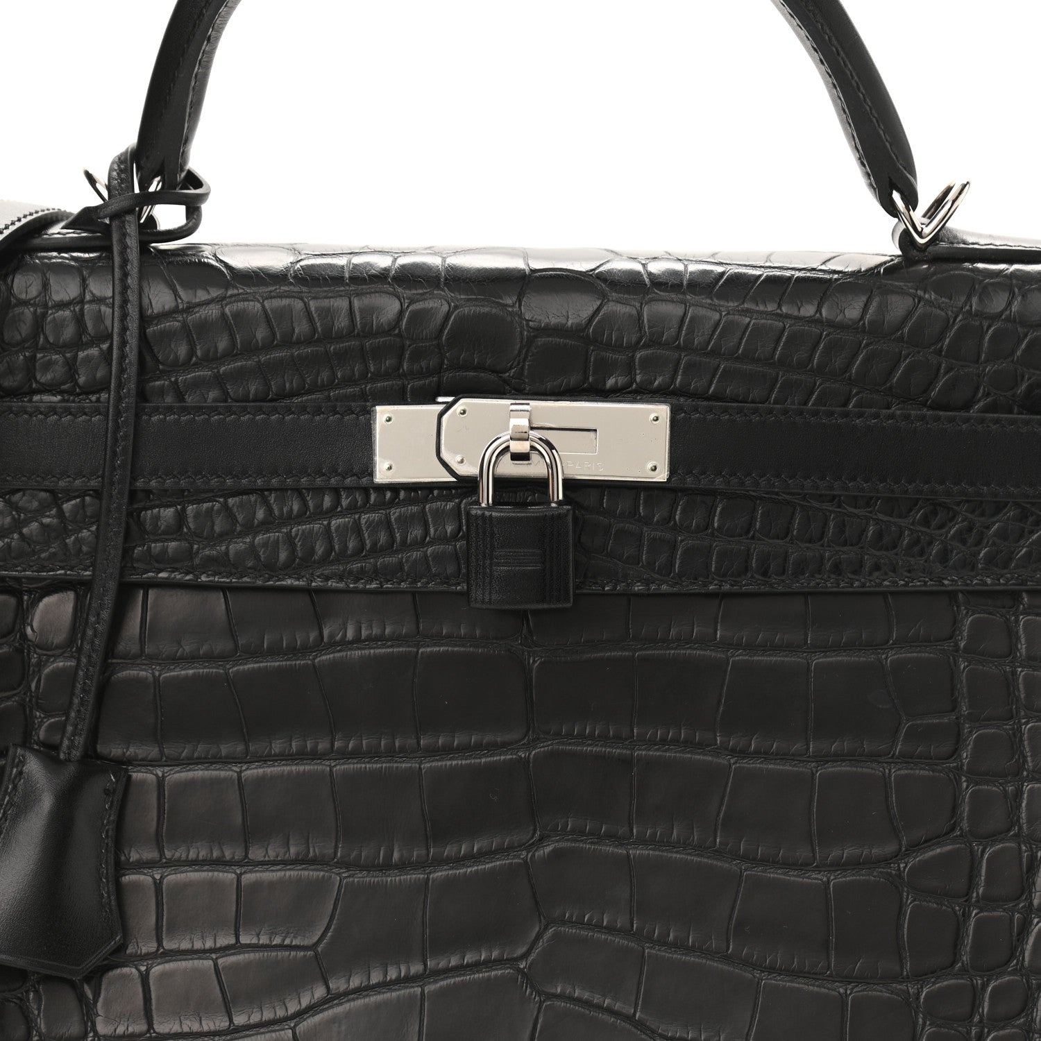 Hermes Matte Alligator Taurillon Clemence Box Kelly Retourne 32 Black 7 of 10