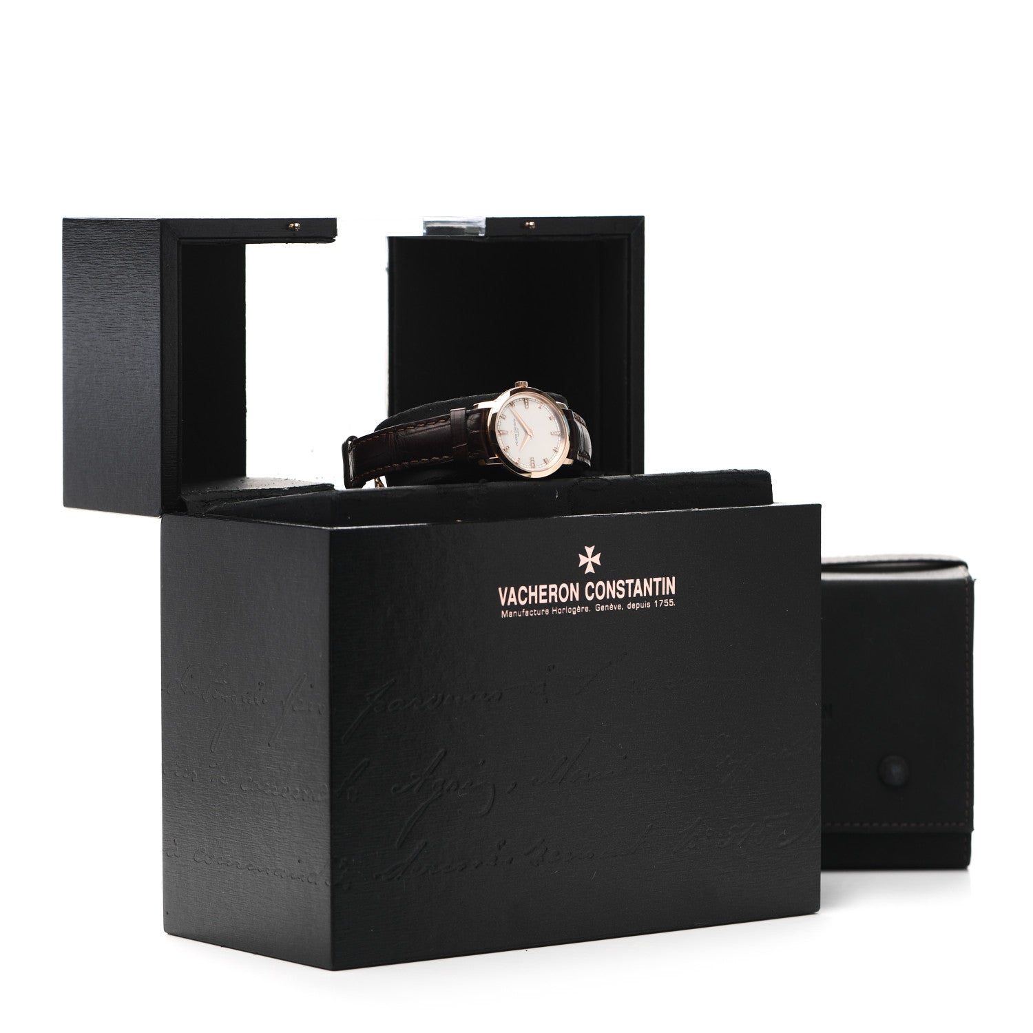 Vacheron Constantin 18K Pink Gold Alligator Diamond 30mm Traditionnelle Quartz Watch 25155/000R-9585 7 of 7